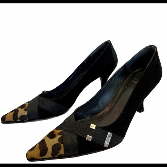 Stuart Weitzman Black leopard cheetah print heels - Picture 2 of 7